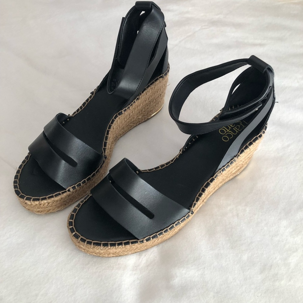 Franco Santos black wedge sandals